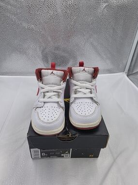 Air Jordan 1 Mid SE White Lobster Dune Red Kids High-Top Sneakers